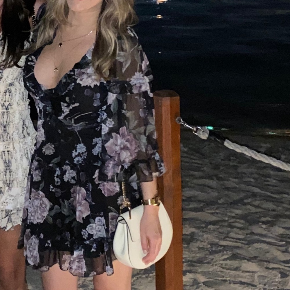 Boutique Black Floral Cutout Mini Dress